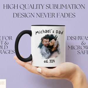 a person holding a coffee mug with a picture on it