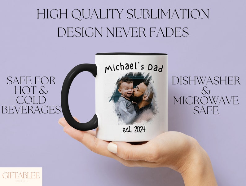 a person holding a coffee mug with a picture on it