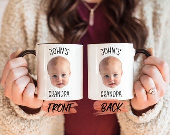Taza de regalo para abuelo, taza personalizada con foto de cara de bebé para cumpleaños de abuelo, taza de café con cara de bebé, regalo para abuelo, taza personalizada con cara para el Día del Padre