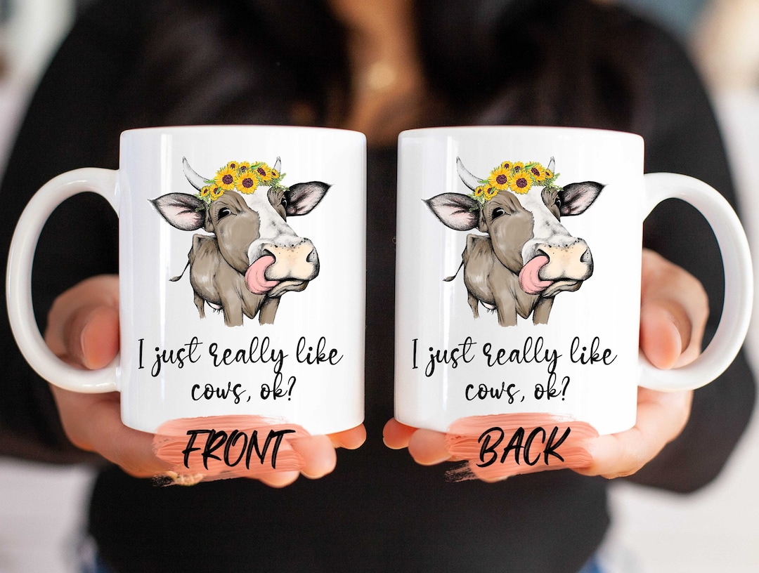 I Just Really Like Cows Mug, Cow Mug for Women Birthday, Sunflower Cow ...