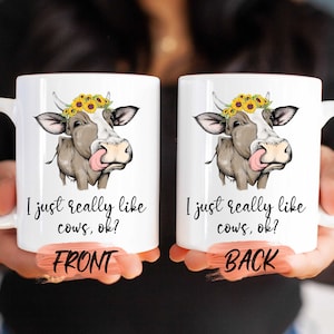 Tazza "Mi piacciono molto le mucche", tazza a forma di mucca per compleanno, tazza a forma di girasole, tazza a forma di mucca, regalo per amanti delle mucche, tazza da caffè a forma di mucca per amanti delle mucche