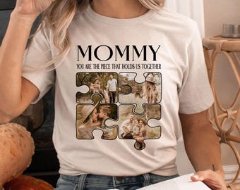 Custom Mom Puzzle Shirt, Personalized Mom Shirt From Daughter, Photo Puzzle Shirt, Mom Puzzle Shirt, Custom Picture Shirt, Mom Photo Shirt