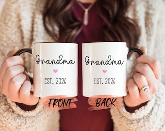 Tazza "Nonna Est", tazza personalizzata per nonna, regalo per annuncio nascita nonna, tazza personalizzata per nonna, tazza minimalista per nonna, tazza per nonna
