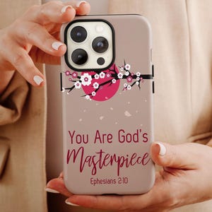 Capa de telefone Gods Masterpiece, capa de telefone de fé cristã para mulheres, presente de aniversário, Efésios 2 10, capa de telefone religiosa, capa de telefone cristã