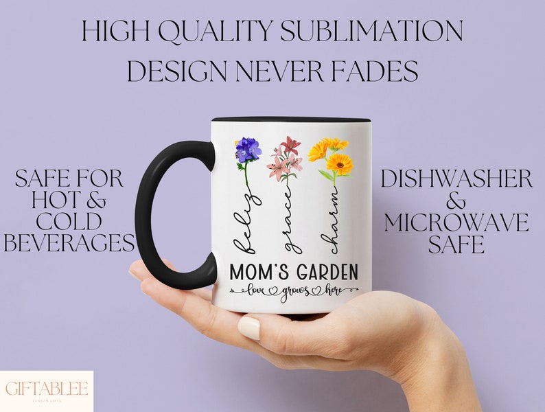 Mom Family Garden Mug, Custom Birth Month Flower Mug For Mamma Mother’s Day, Customized Mom Mug, Family Mugs, Family Flower Garden For Mama image 3