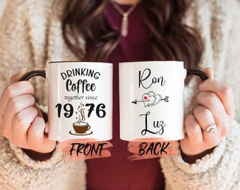 50th Wedding Anniversary Mug Gift, Drinking Coffee Together Since Mug For Mom & Dad Anniversary, 50th Anniversary Gifts For Parents