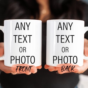 Taza personalizada con foto de 11 onzas en ambos lados, taza personalizada  con tu imagen, logotipo, texto, taza de café personalizada, regalos