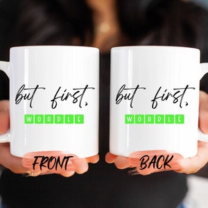 Taza &quot;Pero Primero&quot; de Wordle, taza personalizable de Wordle para cumpleaños de hombres y mujeres, &quot;Pero Primero&quot; de café, taza divertida de Wordle, taza de café de Wordle para él/ella