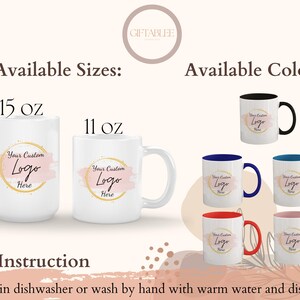 Taza personalizable, taza de café personalizada, taza con logotipo personalizado para regalo de cumpleaños de dueños de negocios, taza personalizada para emprendedores imagen 4