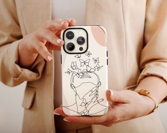 Abstrakcyjny futerał na telefon z motylem, estetyczny futerał na telefon z motylem na urodziny dla kobiet, futerał z motylem, kwiatowy futerał na telefon, prezent dla miłośnika motyli
