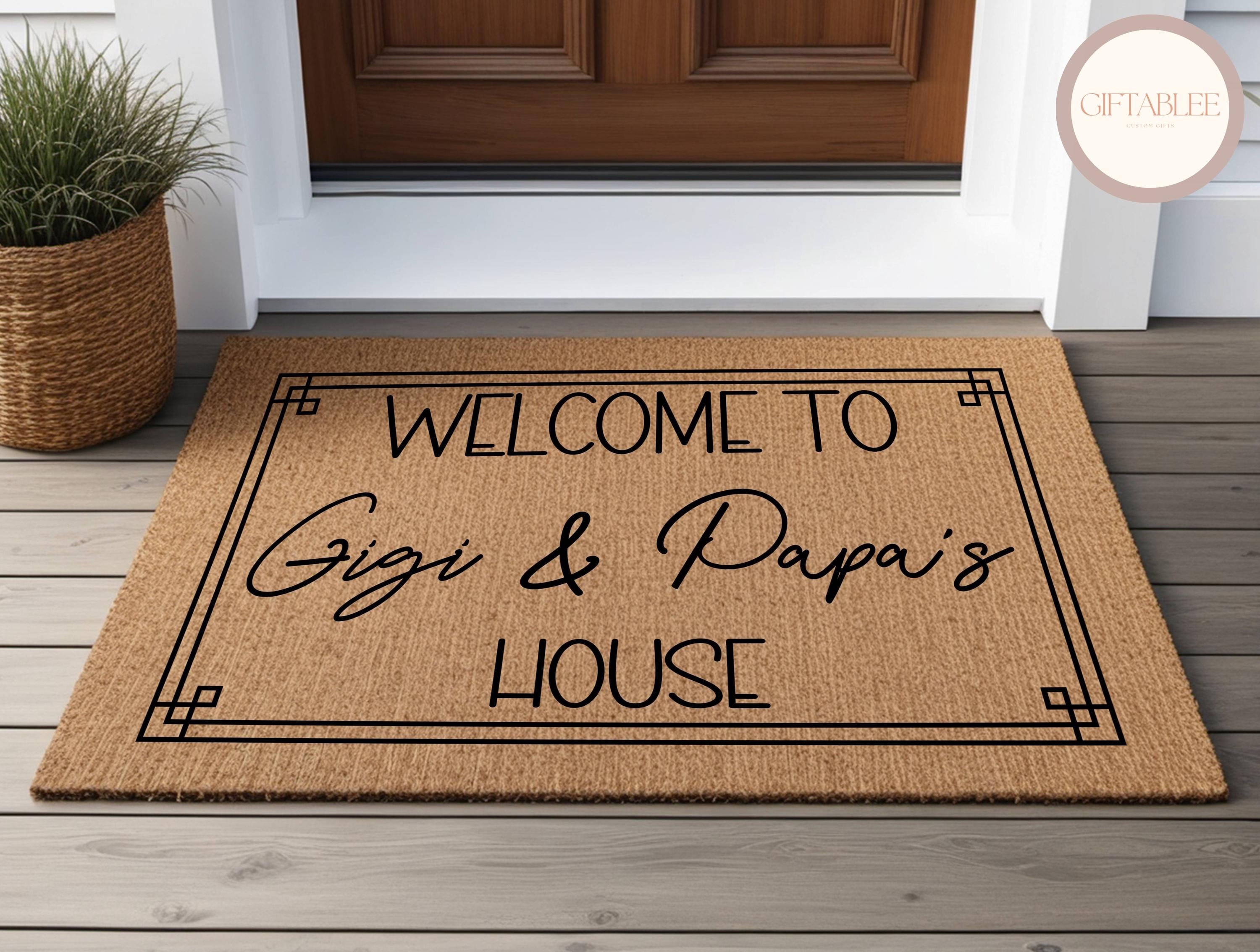 Gigi And Papa Doormat, Grandparents Gift Outdoor Mat For Grandma & Grandpa Housewarming Gift, Welcome Mat, Grandparents Doormat, Home Rug