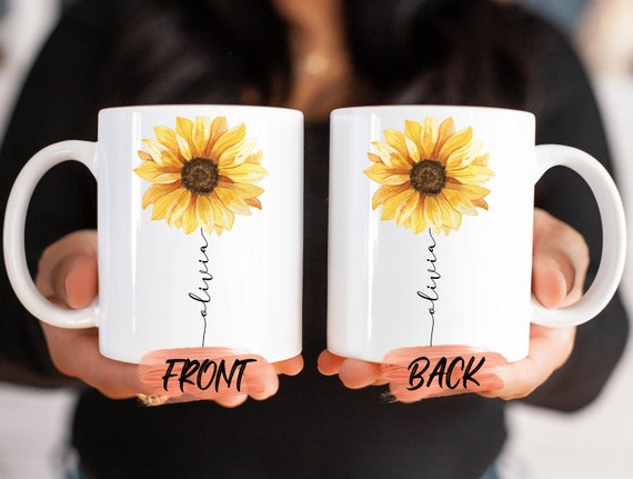 Personalized Sunflower Mug, Sunflower Mug For Sunflower Lovers’ Christmas Gift, Sunflower Cup, Sunshine Mug, Sunflower Mugs For Women