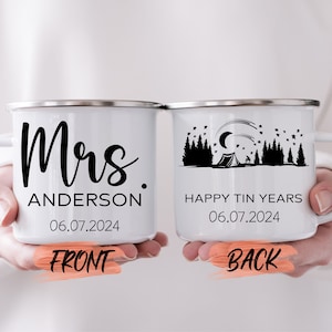 Happy Tin Year Anniversary Gift Mug, 10 Year Anniversary Gift Mug For Mr and Mrs Wedding Anniversary Gift, Tin Anniversary Gift For Couple