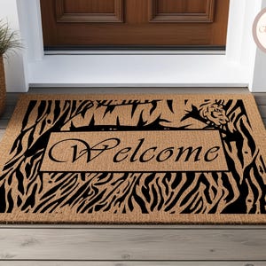 Tiger Print Doormat, Animal Lover Print Welcome Outdoor Mat For Zookeeper Housewarming, Cat Lover Doormat, Tiger Doormat, Welcome Doormat