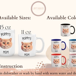 Taza personalizada con cara de mascota, taza de gato personalizada para mamá gata, regalo de cumpleaños, taza personalizada para mascotas, taza de regalo para amantes de los gatos, taza para mamá gata, regalo para la semana del gato. imagen 4