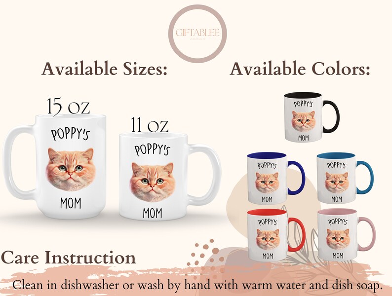 Taza personalizada con cara de mascota, taza de gato personalizada para mamá gata, regalo de cumpleaños, taza personalizada para mascotas, taza de regalo para amantes de los gatos, taza para mamá gata, regalo para la semana del gato. imagen 4