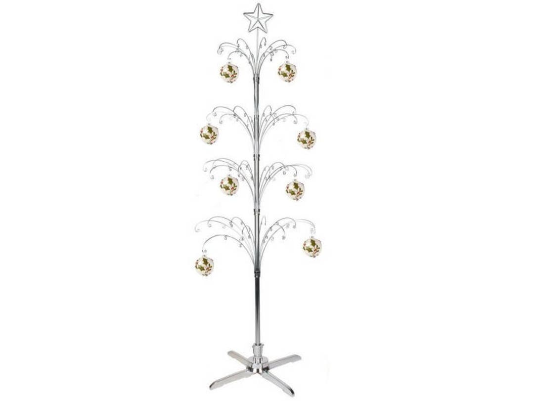 Metal Christmas Tree Ornament Display Stand Rotating Silver Etsy.de