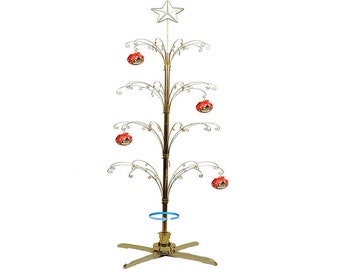 HOHIYA Metal Christmas Tree Ornament Display Stand Rotating 74inch Gold Color