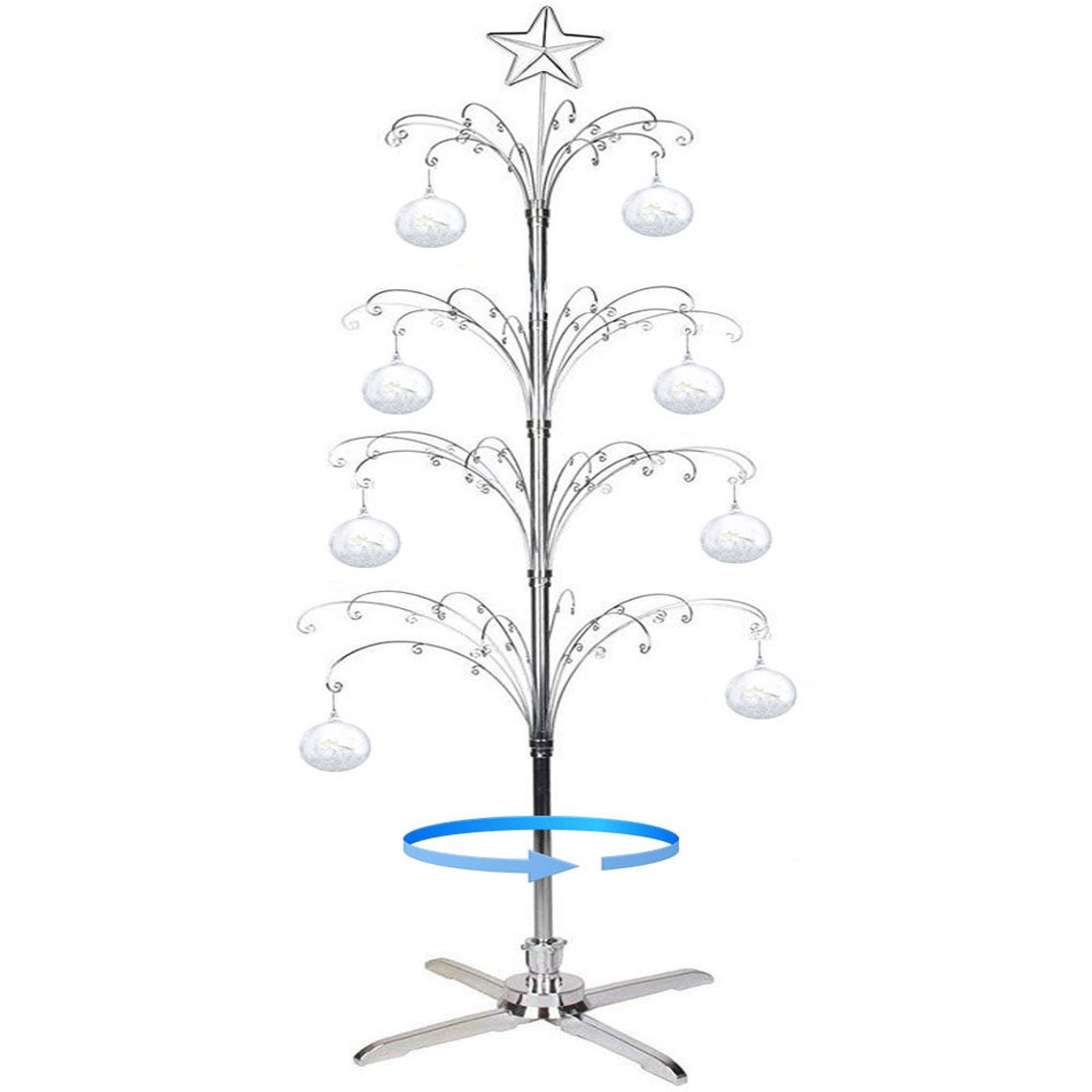 Ornament Display Tree Stand Metal Christmas Rotating Silver Etsy