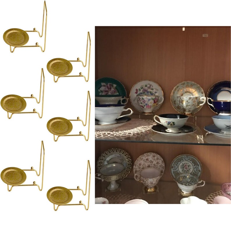 Tea Cup and Saucer Display Stand Teacup Rack Easel Brass Gold Etsy