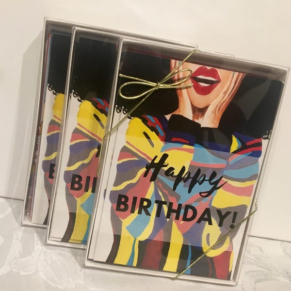 Happy Birthday Card - Colorful curly hair