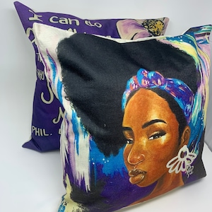 Throw Pillow - Purple Curly Girl