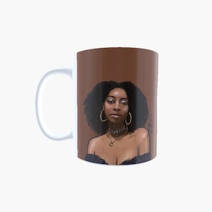 Hello Beautiful Mug  (11oz) - Art Collectible - Curly Hair