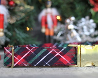 Christmas Plaid Dog Collar, Holiday Dog Collar, Christmas Dog Collar, Male Dog Collar, Dog Collar, Girl Dog Collar, Stocking Stuffer