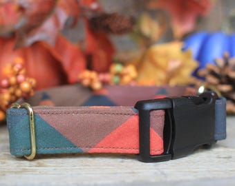 Autumn Plaid Dog Collar, Fall Plaid Pet Collar, Male or Female Dog Collar, Large and Small Dog Collar