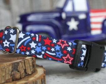 Patriotic Collar, Stars Dog Collar, Male Dog Collar, Girl Dog Collar, Novelty Dog Collar, Pet Collar, Large Dog Collar, Small Dog Collar