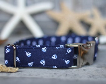 Sail Boat Dog Collar, Summer Dog Collar, Male Dog Collar, Female Dog Collar, Dog Collar, Pet Collar, Large Dog Collar, Small Dog Collar