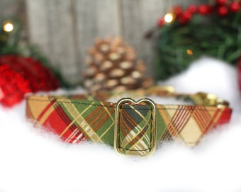 Christmas Plaid Dog Collar, Holiday Dog Collar, Christmas Dog Collar, Male Dog Collar, Dog Collar, Girl Dog Collar, Stocking Stuffer