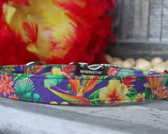 Purple Hawaiian Dog Collar, Floral Dog Collar, Female Dog Collar, Male Dog Collar, Large Dog Collar, Small Dog Collar, Pet Collar