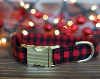 Buffalo Plaid Dog Collar, Christmas Dog Collar, Lumberjack Dog Collar, Dog Collar, Large Dog Collar, Small Dog Collar, Pet Lover, Winter