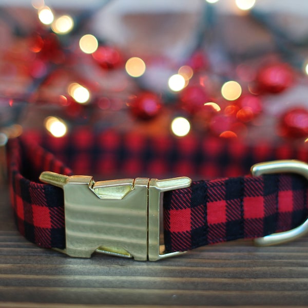 Buffalo Plaid Dog Collar, Christmas Dog Collar, Lumberjack Dog Collar, Pet Collar, Large Dog Collar, Small Dog Collar, Pet Lover, Winter
