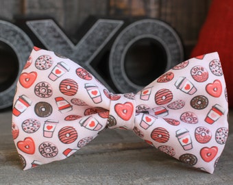 Valentines Bow Tie, Donut Bowtie, Heart Bowtie, Pink Bow, Dog Bow Tie, Mens Bow Tie, Boys Bow Tie, Kids Bow Tie, Toddler Bow Tie, Bow Tie
