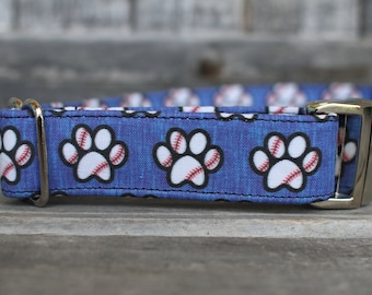 Baseball Dog Collar, Sports Pet Collar, Summer Collar, Male Dog Collar, Fabric Dog Collar, Large Dog Collar, Small Dog Collar