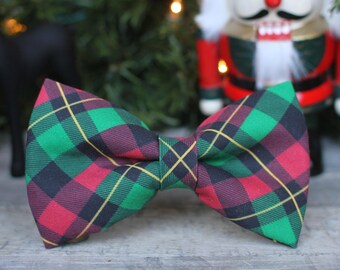 Noeud papillon écossais de Noël | Noeud papillon des Fêtes pour chien et enfant