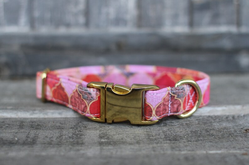 Pink Tiles Dog Collar Girl Dog Collar Female Dog Collar Etsy