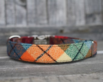 Herbst kariertes Hundehalsband, Flanell Haustierhalsband, Herbst kariertes Hundehalsband, Rüdenhalsband, Hundehalsband weiblich, Hundehalsband groß, Hundehalsband klein