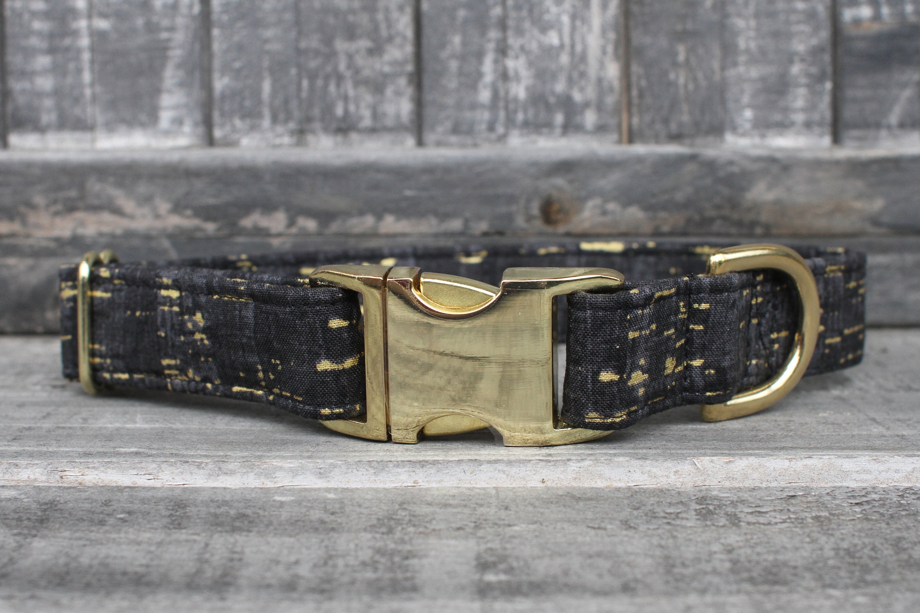 Black and Gold Dog Collar Male Dog Collar Large Dog Collar Etsy