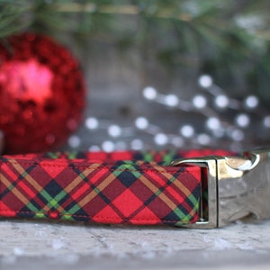 Christmas Plaid Collar, Holiday Dog Collar, Plaid Dog Collar, Male Dog Collar, Metal Buckle, Gift, Large Dog Collar, Small Dog Collar