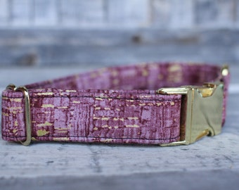 Mauve and Gold Dog Collar, Male Dog Collar, Female Dog Collar, Large Dog Collar, Small Dog Collar, Fabric Dog Collar, Pet Collar