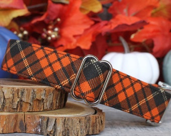 Autumn Plaid Dog Collar, Fall Dog Collar, Orange Dog Collar, Female Dog Collar, Male Dog Collar, Small Dog Collar, Large Dog
