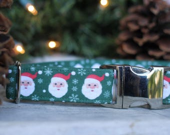 Santa Dog Collar, Christmas Dog Collar, Holiday Pet Collar, Large Dog Collar, Small Dog Collar