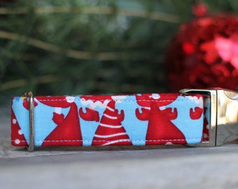 Gnome Hat Dog Collar, Santa Hat Pet Collar, Christmas Dog Collar, Holiday Dog Collar