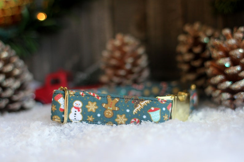 Old Fashion Christmas Dog Collar, Christmas Dog Collar, Holiday Dog Collar, Fabric Collar, Pet Collar, Large Dog Collar, Small Dog Collar image 1