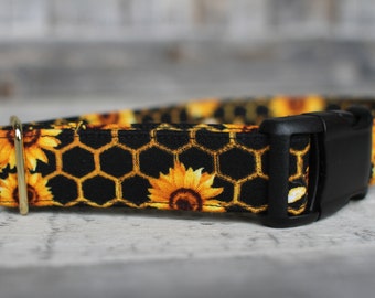 Honeycomb Dog Collar, Bee Dog Collar, Floral Dog Collar, Girl Dog Collar, Female Dog Collar, Large Dog Collar, Small Dog Collar