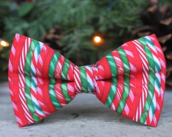 Christmas Stripes Bow Tie | Holiday bowtie for Boys, Dog, and Men