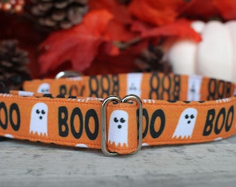 Halloween Dog Collar, Hey Boo Dog Collar, Ghosts Dog Collar, Fall Dog Collar, Female Dog Collar, Male Dog Collar, Small Dog Collar, Large